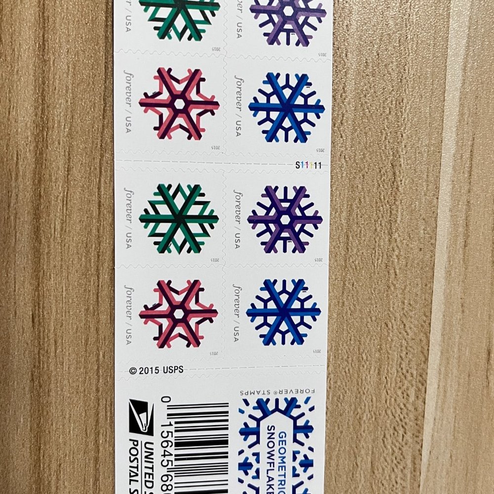 Unused geometric snowflake stamps （50 sheets 1000 pieces） - Picture 2 of 3